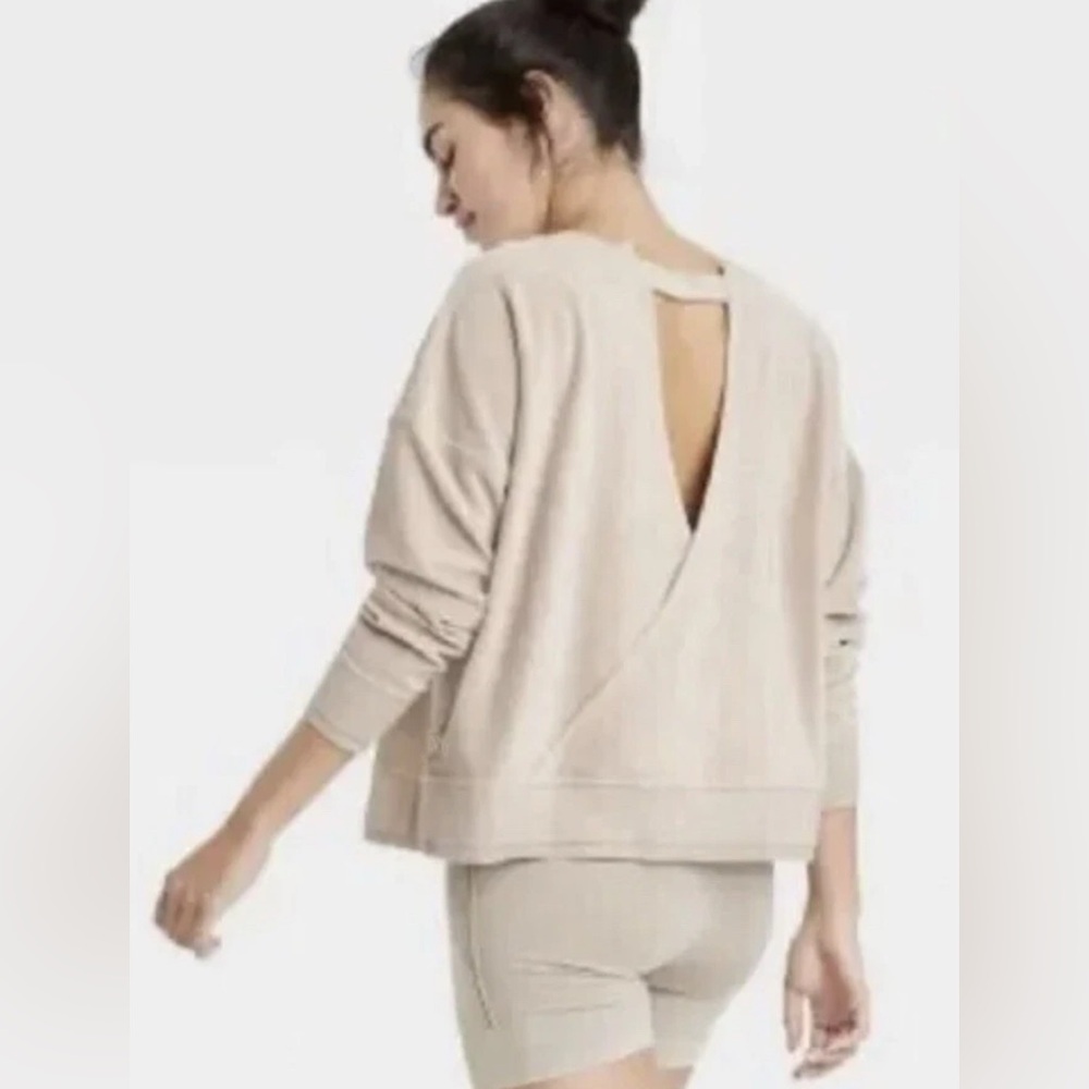 Joy Lab terry cloth open back pullover sweatshirt, size large
